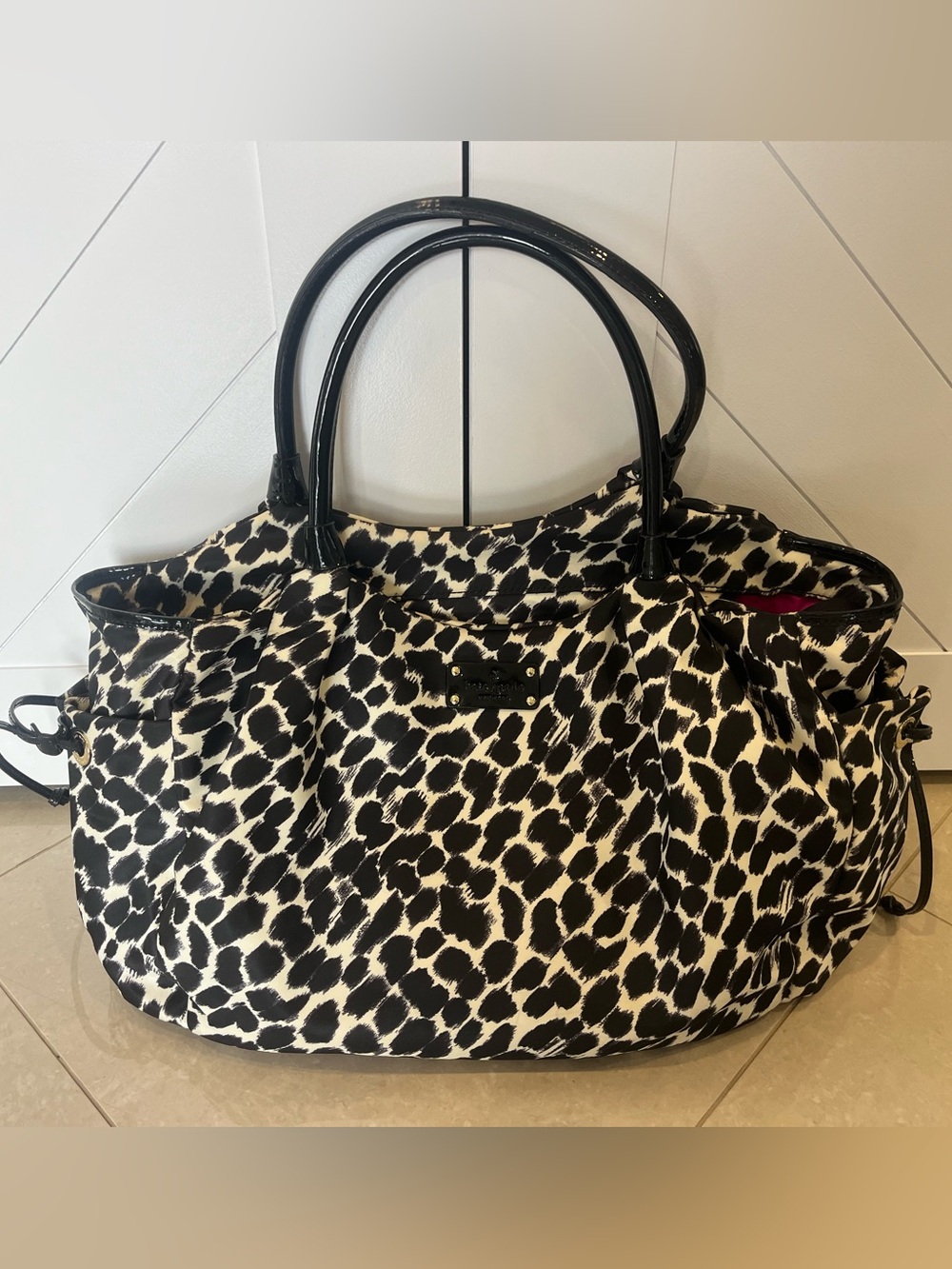 Kate Spade Black and White Animal Print Diaper/Baby Bag